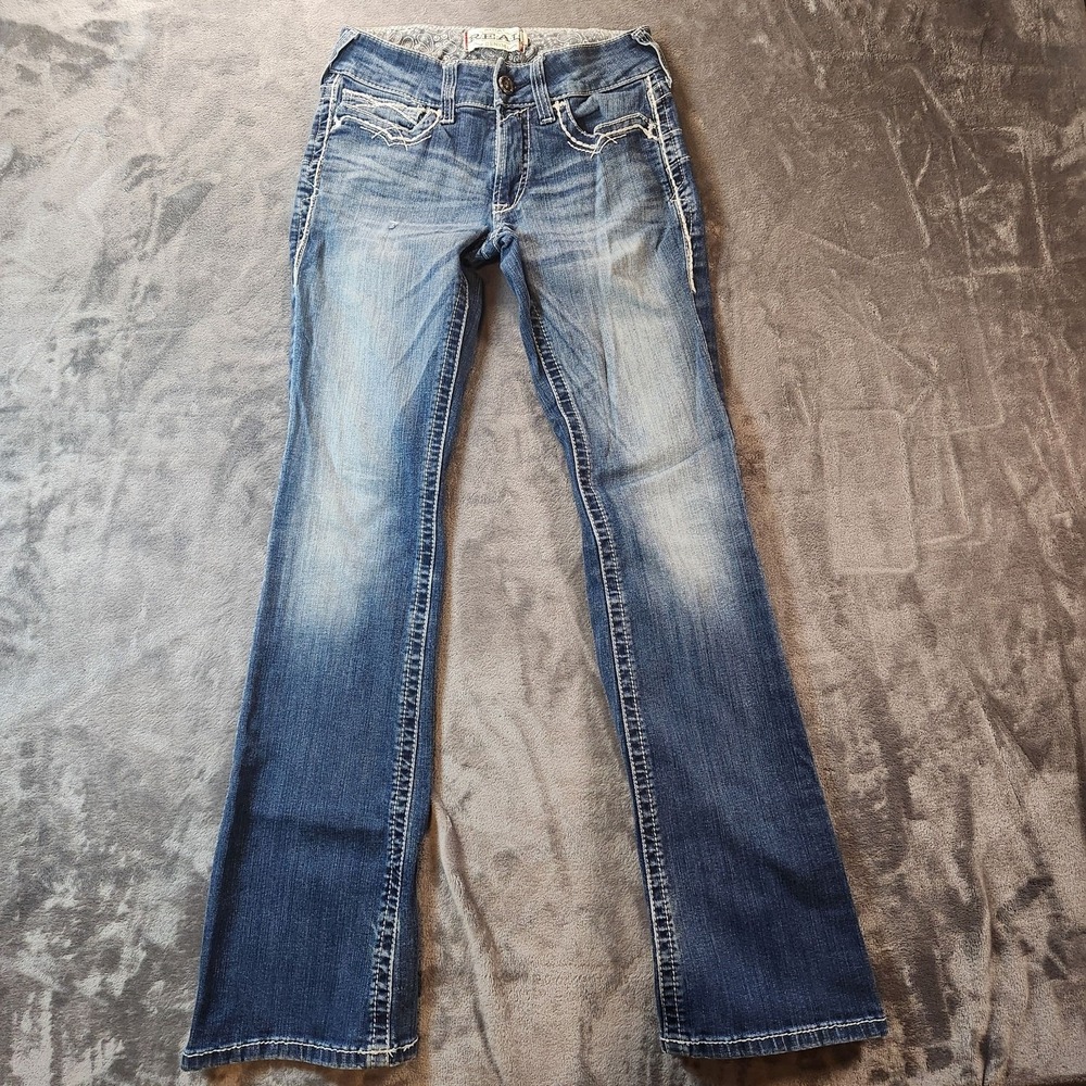 Ariat Jeans Womens 27 Blue REAL Denim Bootcut Medium Wash Embroidered Mexico